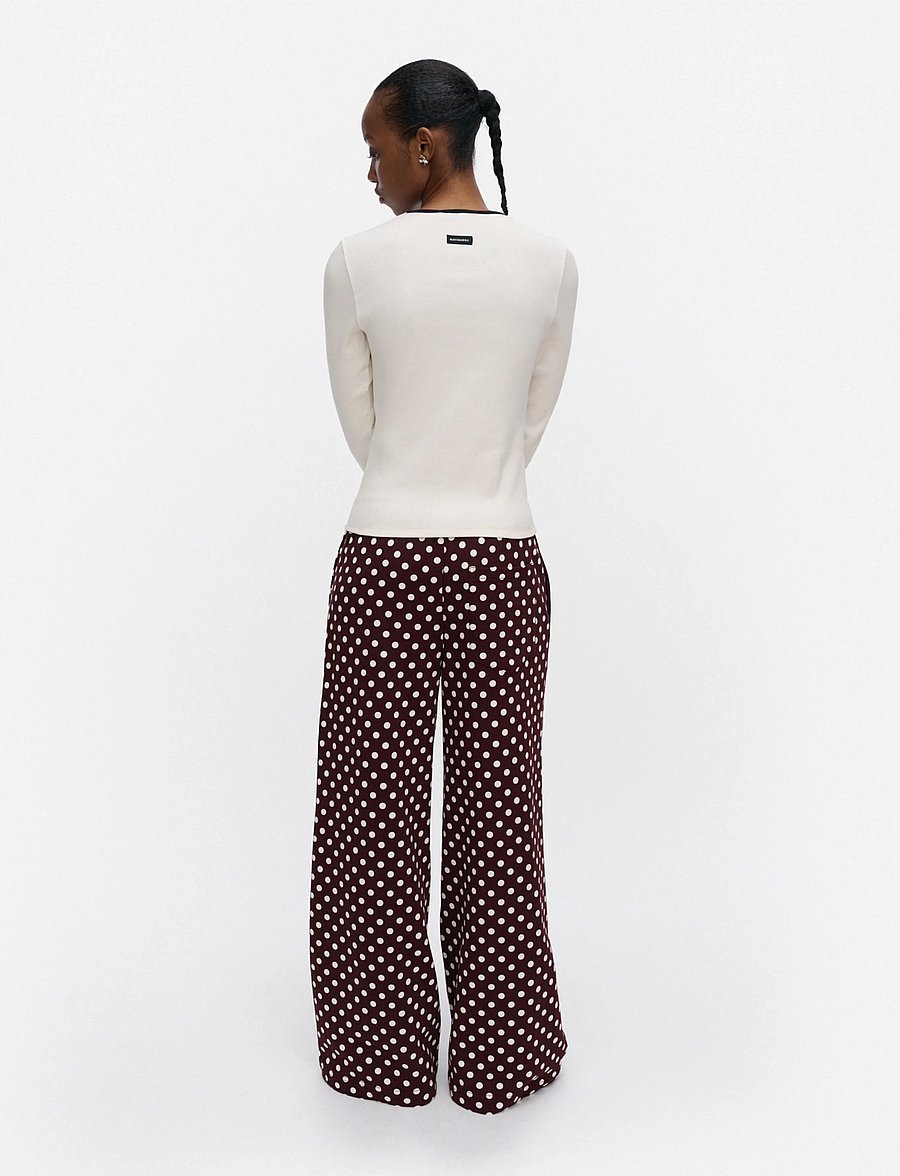 Marimekko - NATURAALI PALLO - bukser med brede ben - wine red, off white - 4