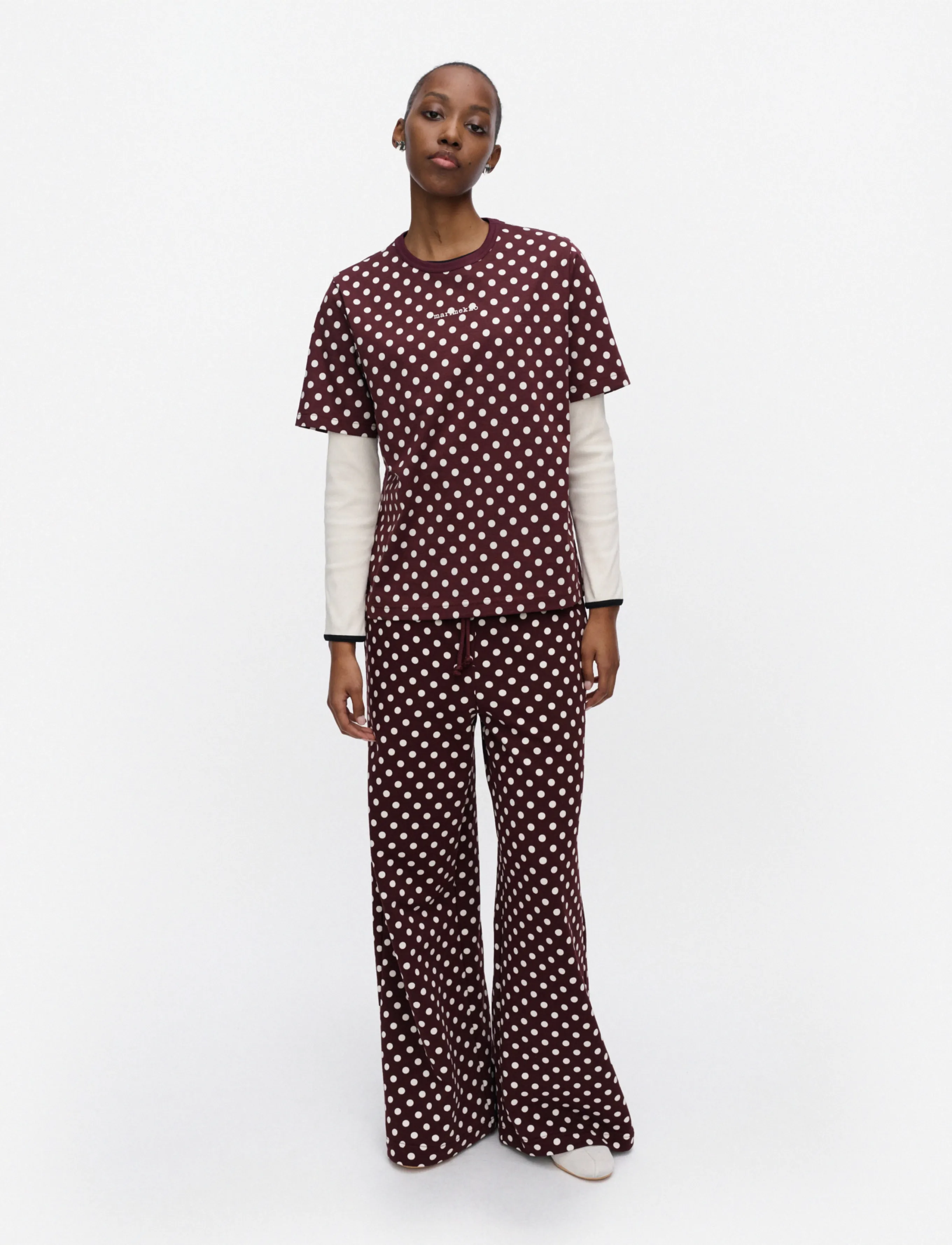 Marimekko - ERNA PALLO - wine red, off white - 0