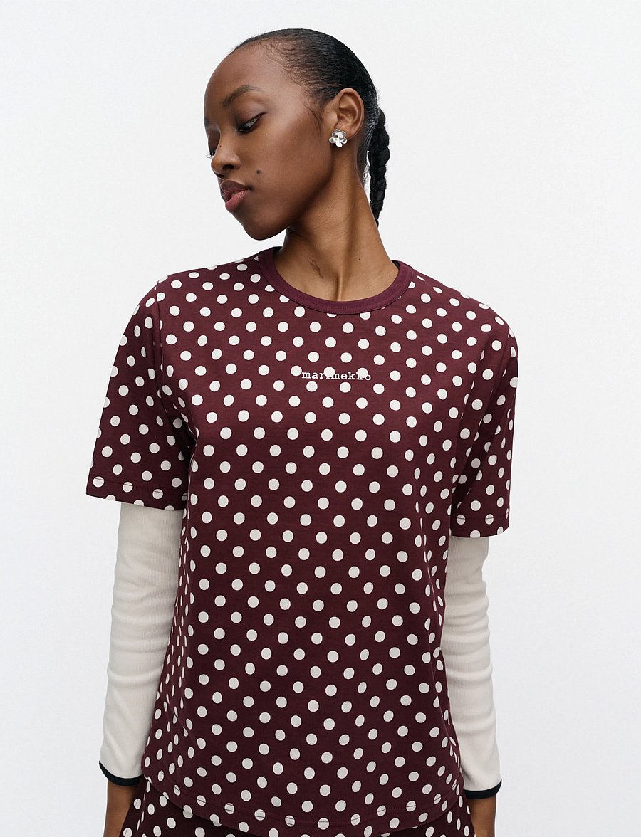 Marimekko - ERNA PALLO - t-shirts - wine red, off white - 3