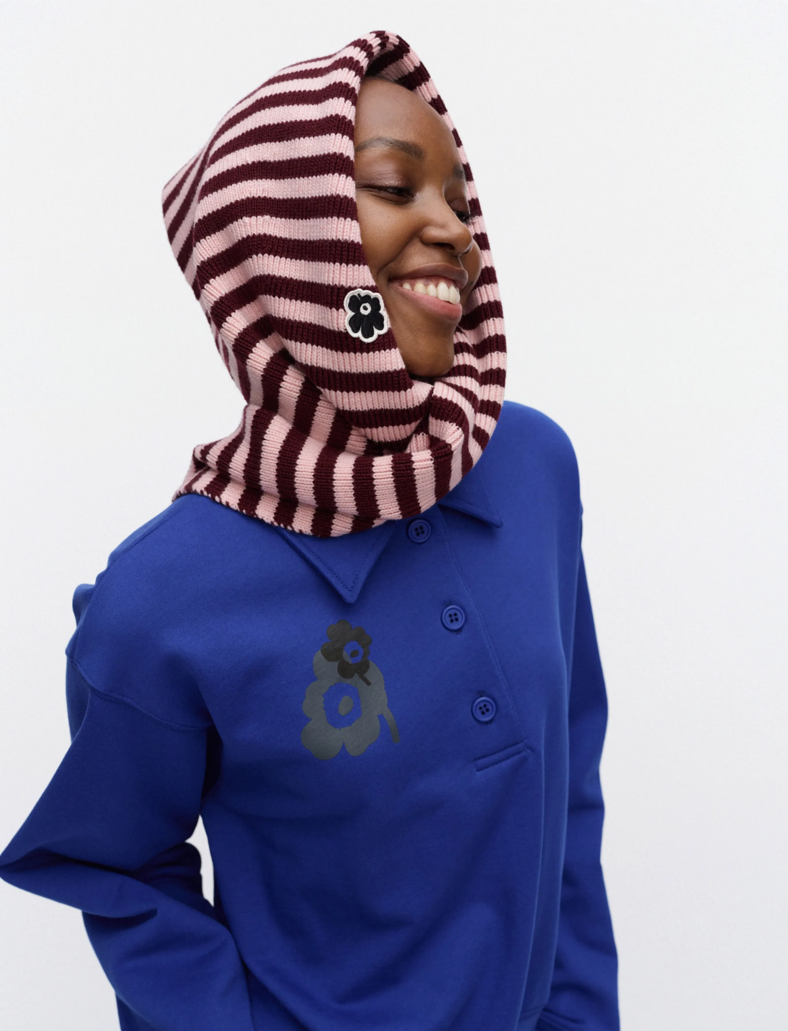 Marimekko - BANNERI TASARAITA - talvesallid - light pink, dark wine red - 0