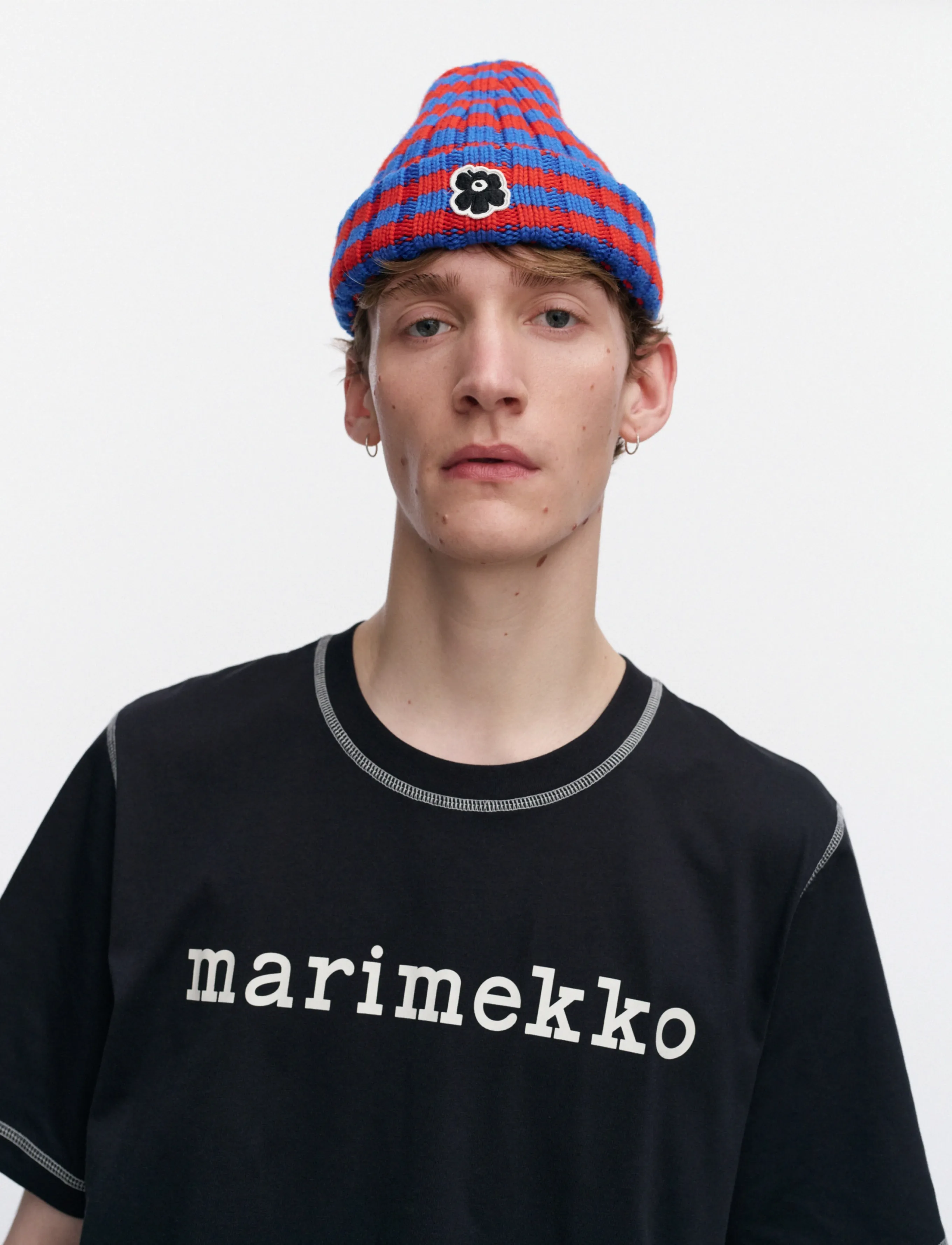 Marimekko - IMPROVISAATIO TASARAITA - mützen - red, blue - 0