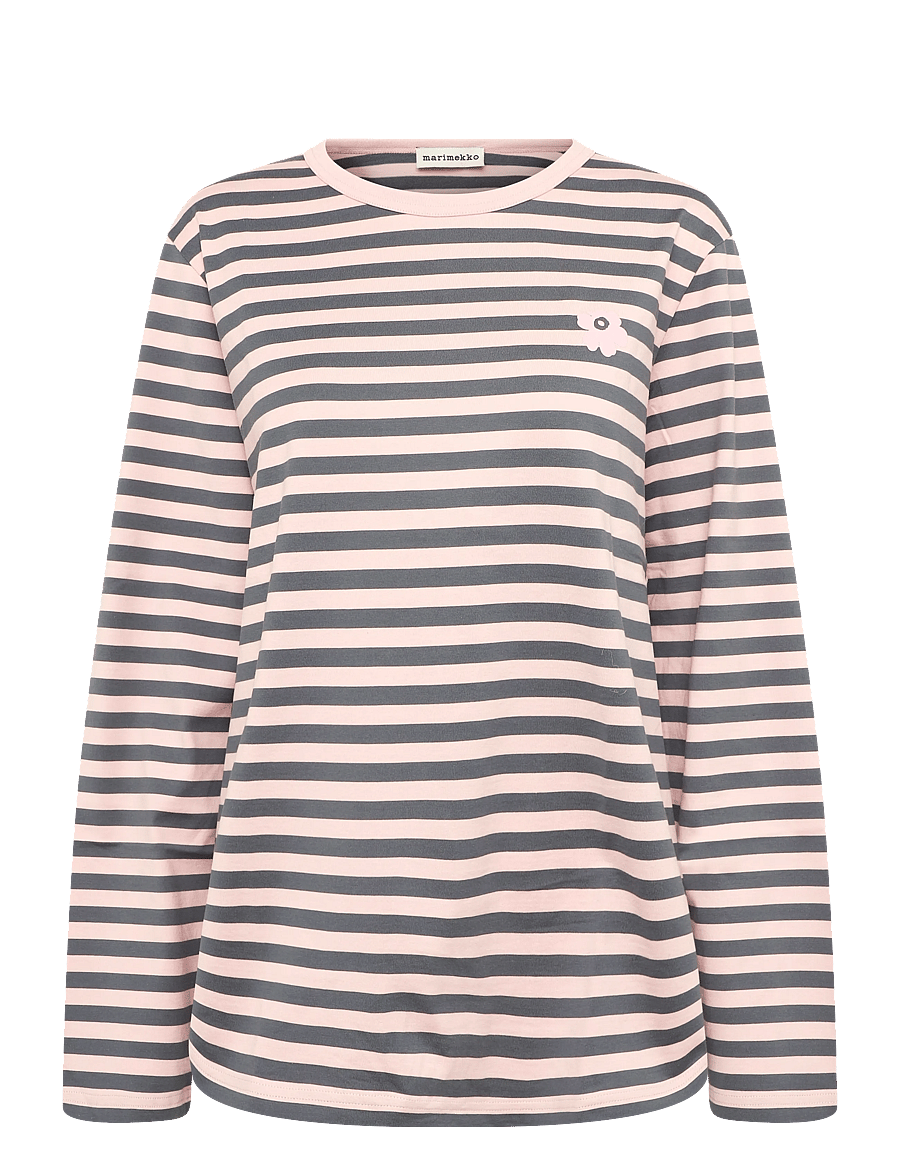 Marimekko - TASARAITA UNISEX UNIKKO LS - long-sleeved tops - light pink, dark grey - 1