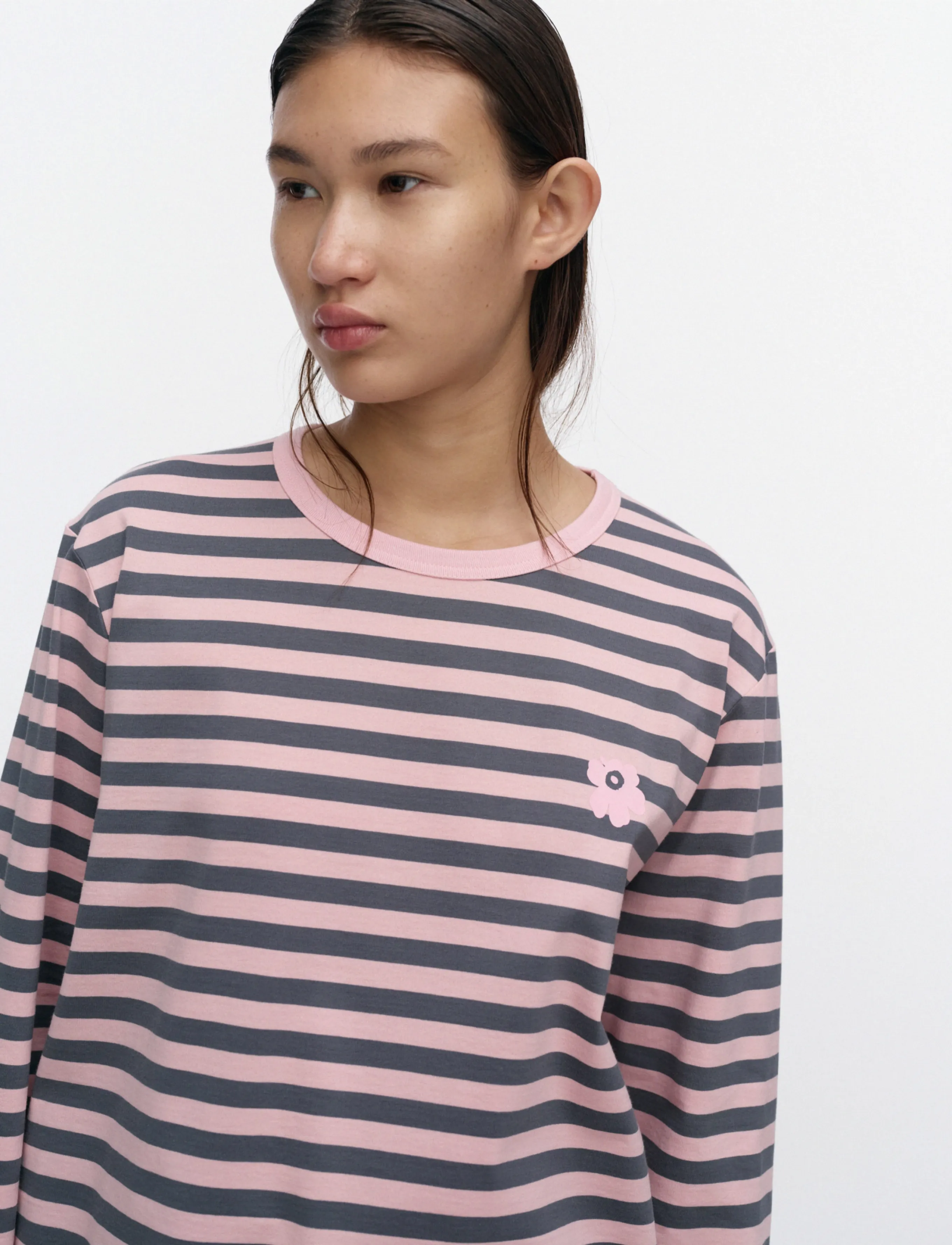 Marimekko - TASARAITA UNISEX UNIKKO LS - light pink, dark grey - 3