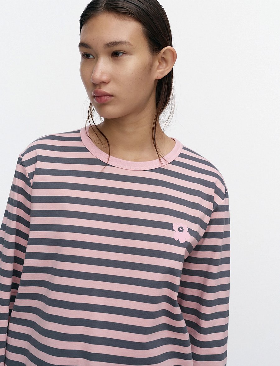 Marimekko - TASARAITA UNISEX UNIKKO LS - long-sleeved tops - light pink, dark grey - 3
