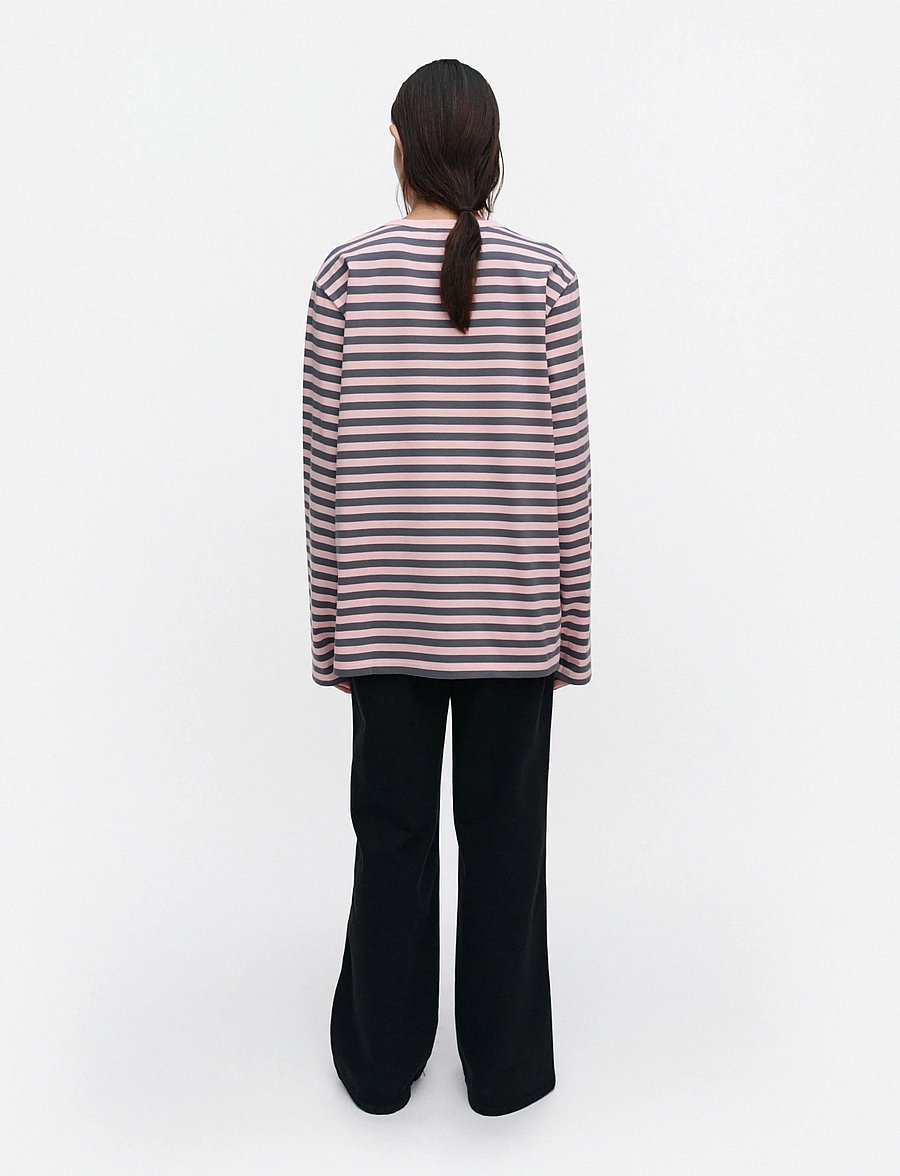Marimekko - TASARAITA UNISEX UNIKKO LS - long-sleeved tops - light pink, dark grey - 4