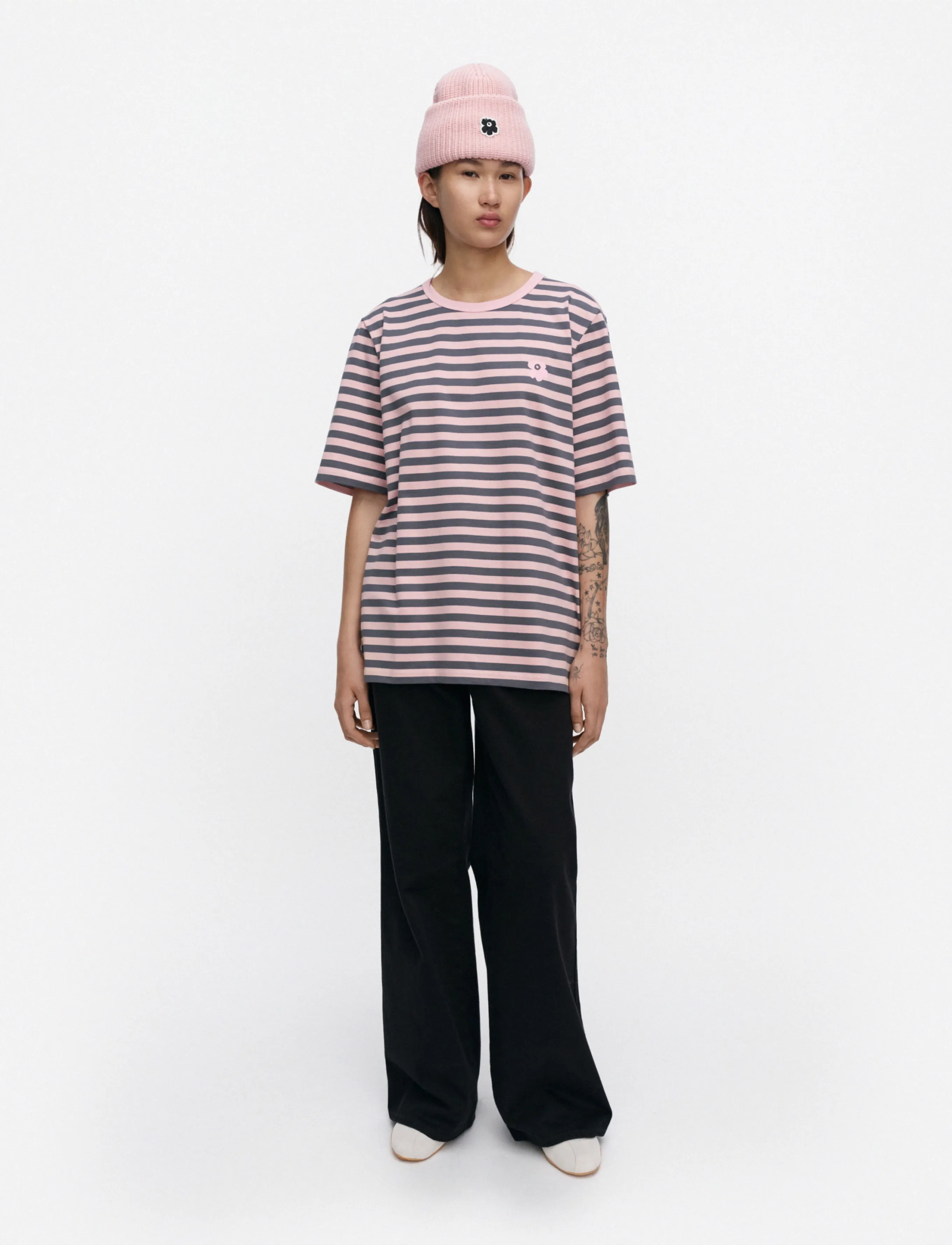 Marimekko - TASARAITA UNISEX UNIKKO SS - light pink, dark grey - 0