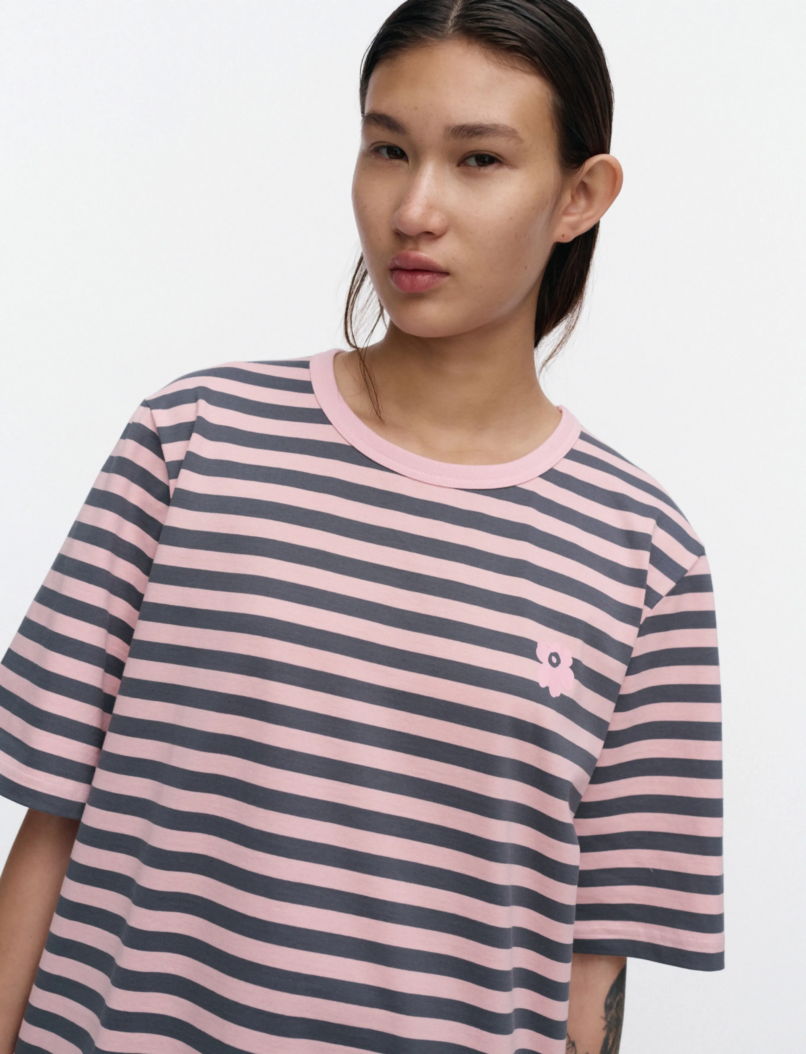 Marimekko - TASARAITA UNISEX UNIKKO SS - light pink, dark grey - 3