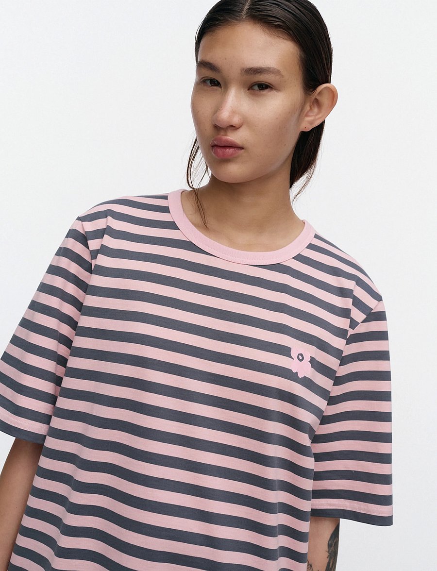 Marimekko - TASARAITA UNISEX UNIKKO SS - t-shirts - light pink, dark grey - 3