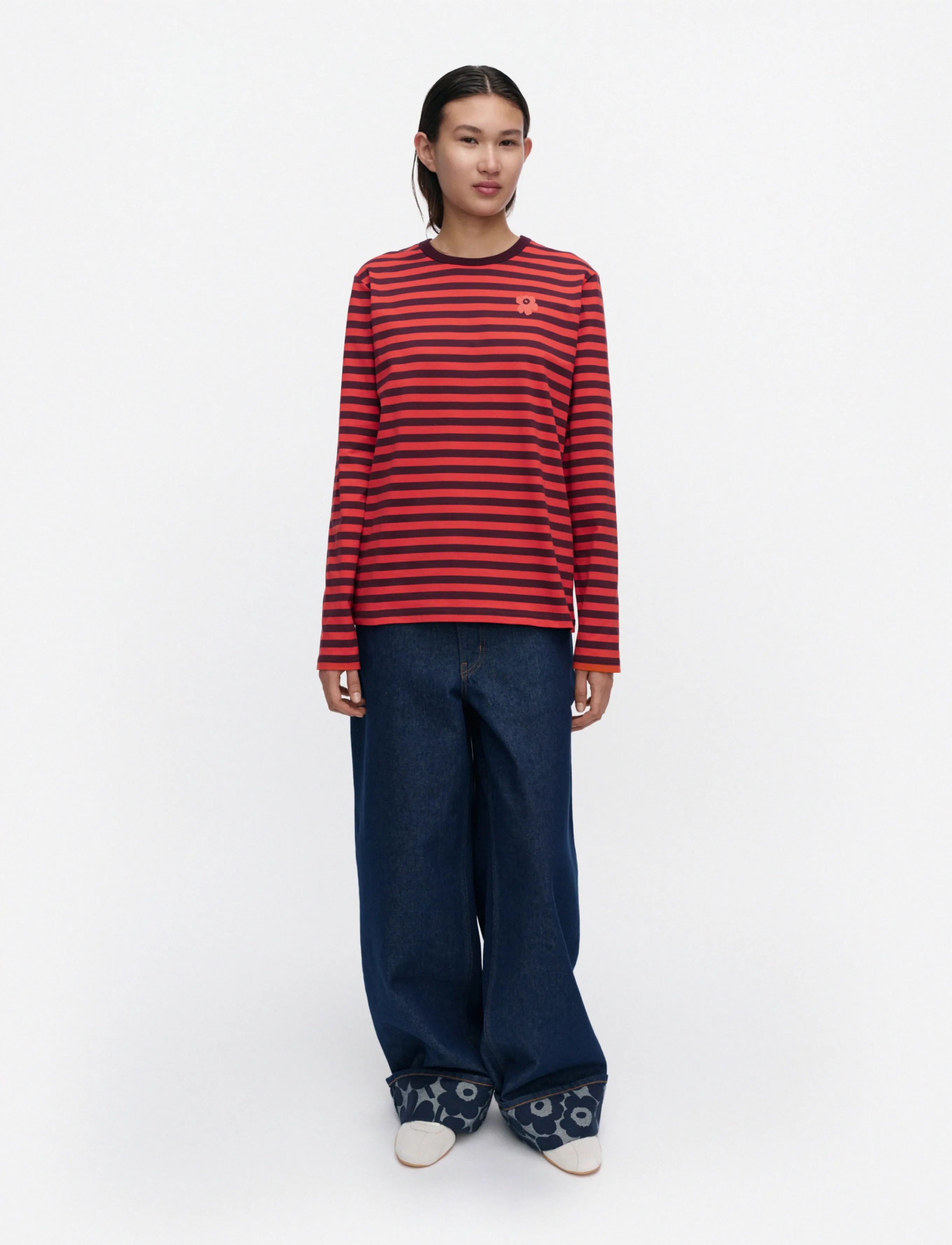 Marimekko - TASARAITA UNIKKO LS - wine red, red - 0