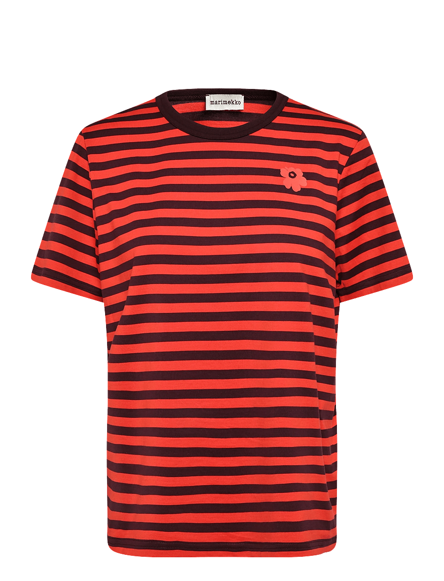 Marimekko - TASARAITA UNIKKO SS - t-shirts - wine red, red - 1