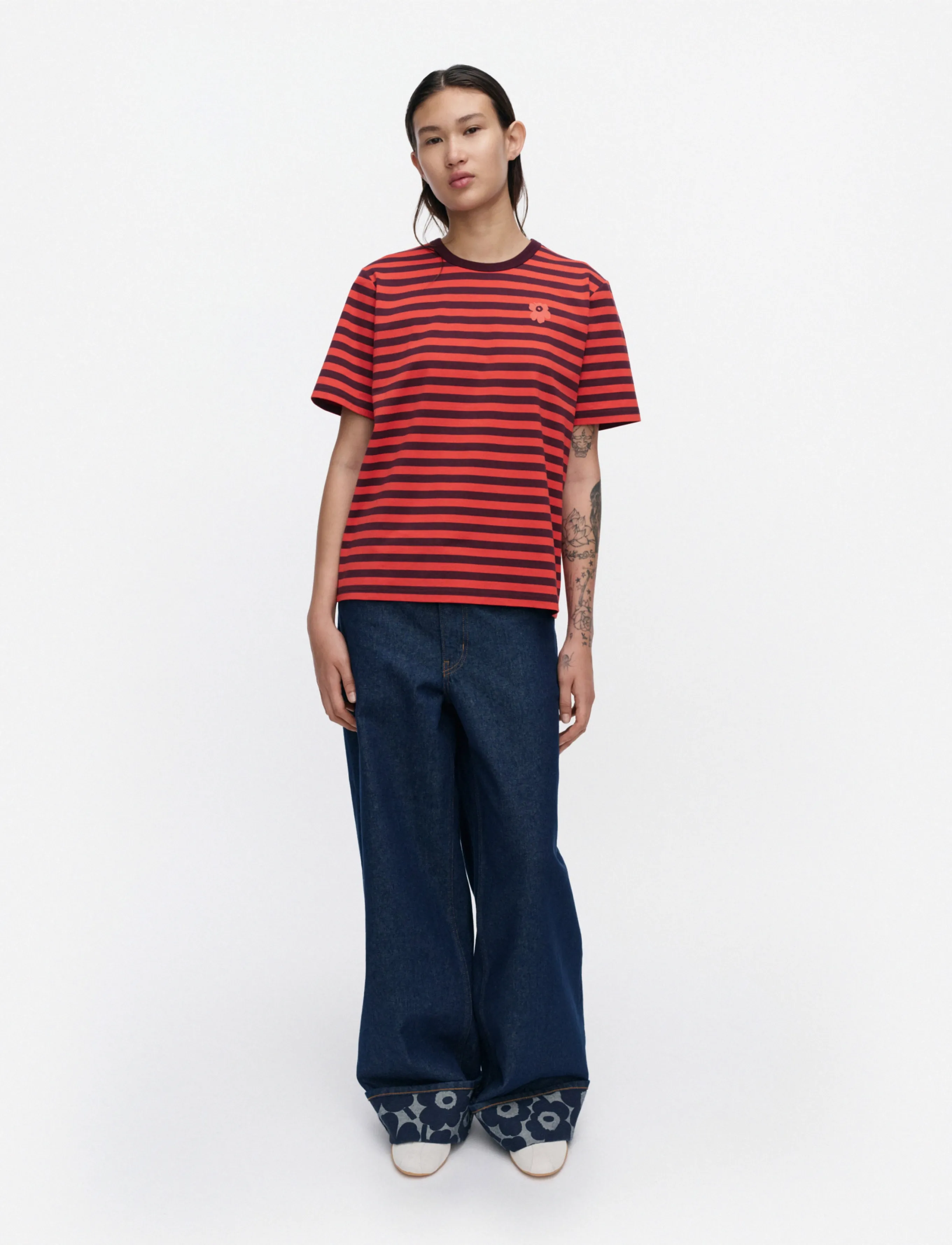Marimekko - TASARAITA UNIKKO SS - wine red, red - 0