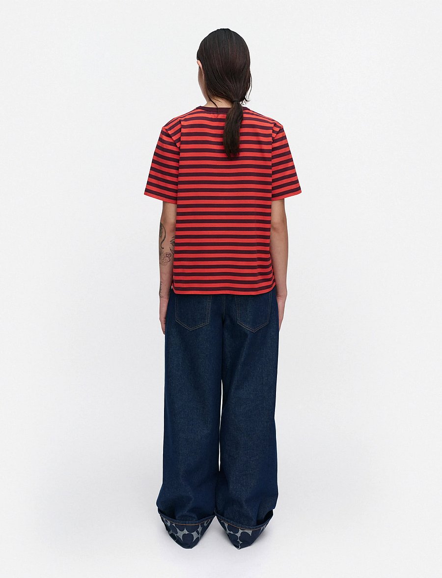 Marimekko - TASARAITA UNIKKO SS - t-shirts - wine red, red - 3