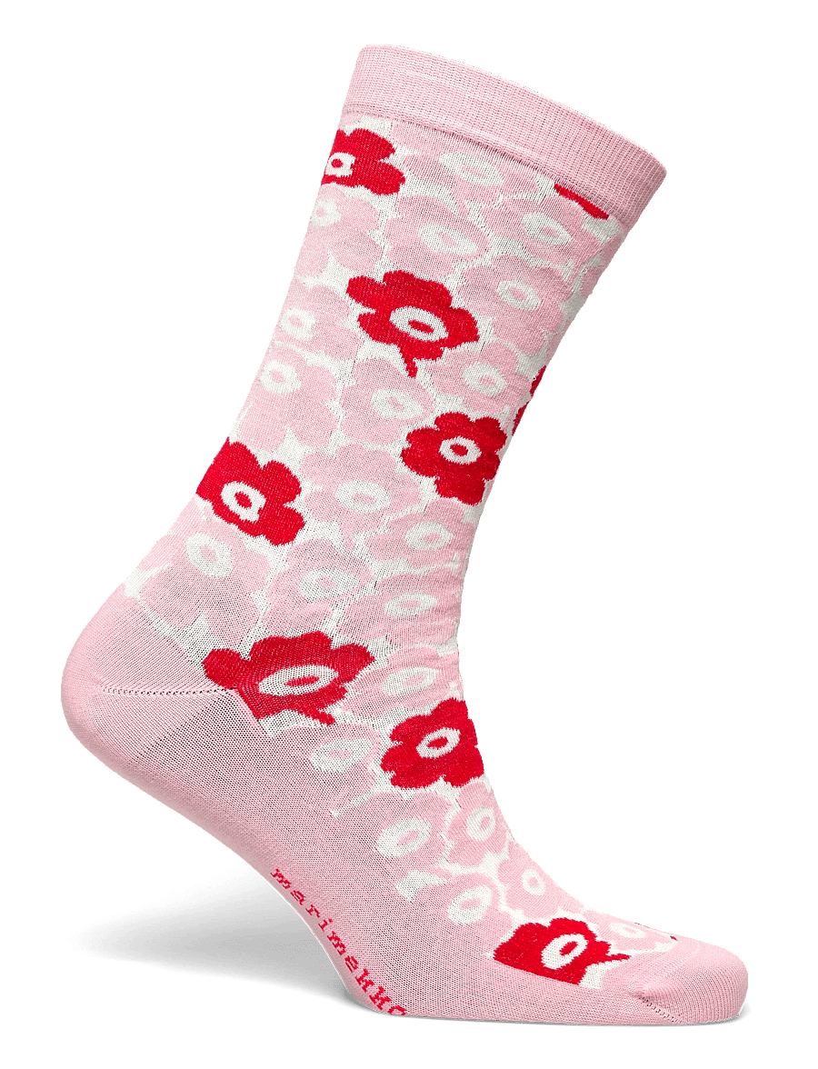 Marimekko - LINJAUS PIKKUINEN UNIKKO - tavalliset sukat - light pink, off white, red - 1