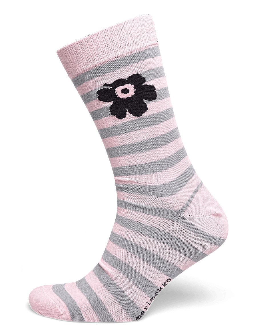 Marimekko - KASVAA TASARAITA UNIKKO ONE - almindelige strømper - light pink, grey, black - 0