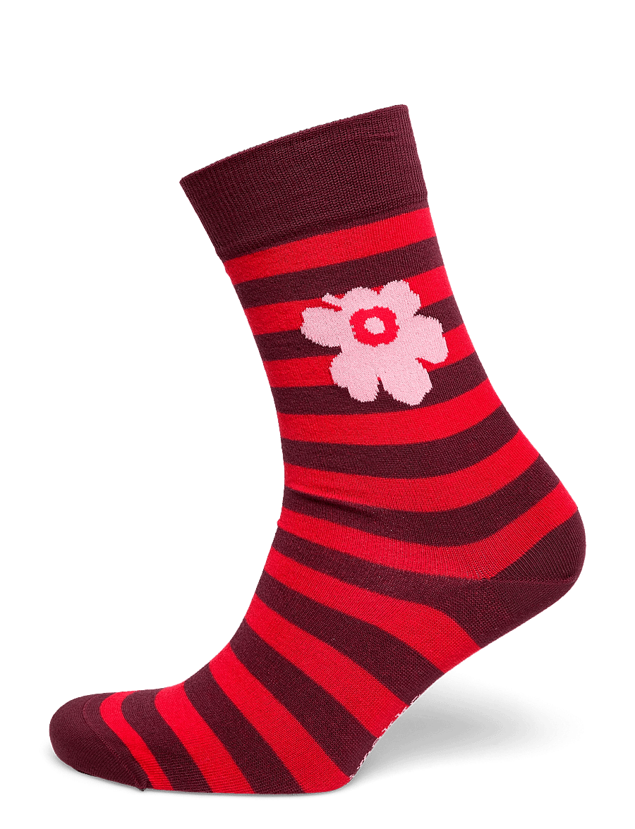 Marimekko - KASVAA TASARAITA UNIKKO ONE - normale socken - wine red, red, pink - 0