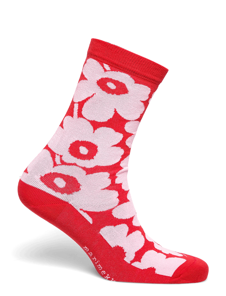 Marimekko - LINJAUS UNIKKO - normale socken - red, light pink - 1