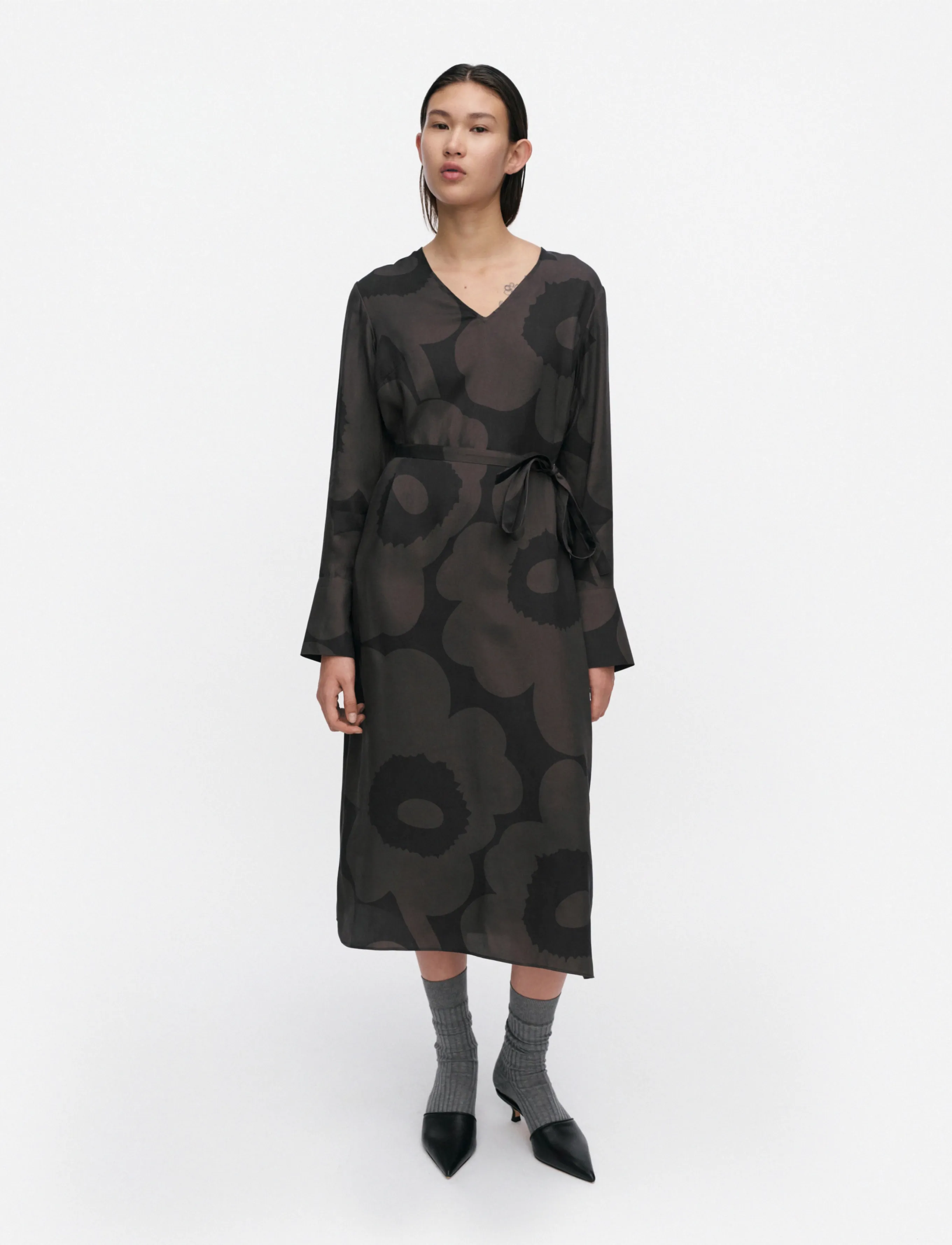 Marimekko NAURU UNIKKO - Midi kjoler - DARK GREY, BLACK / grey