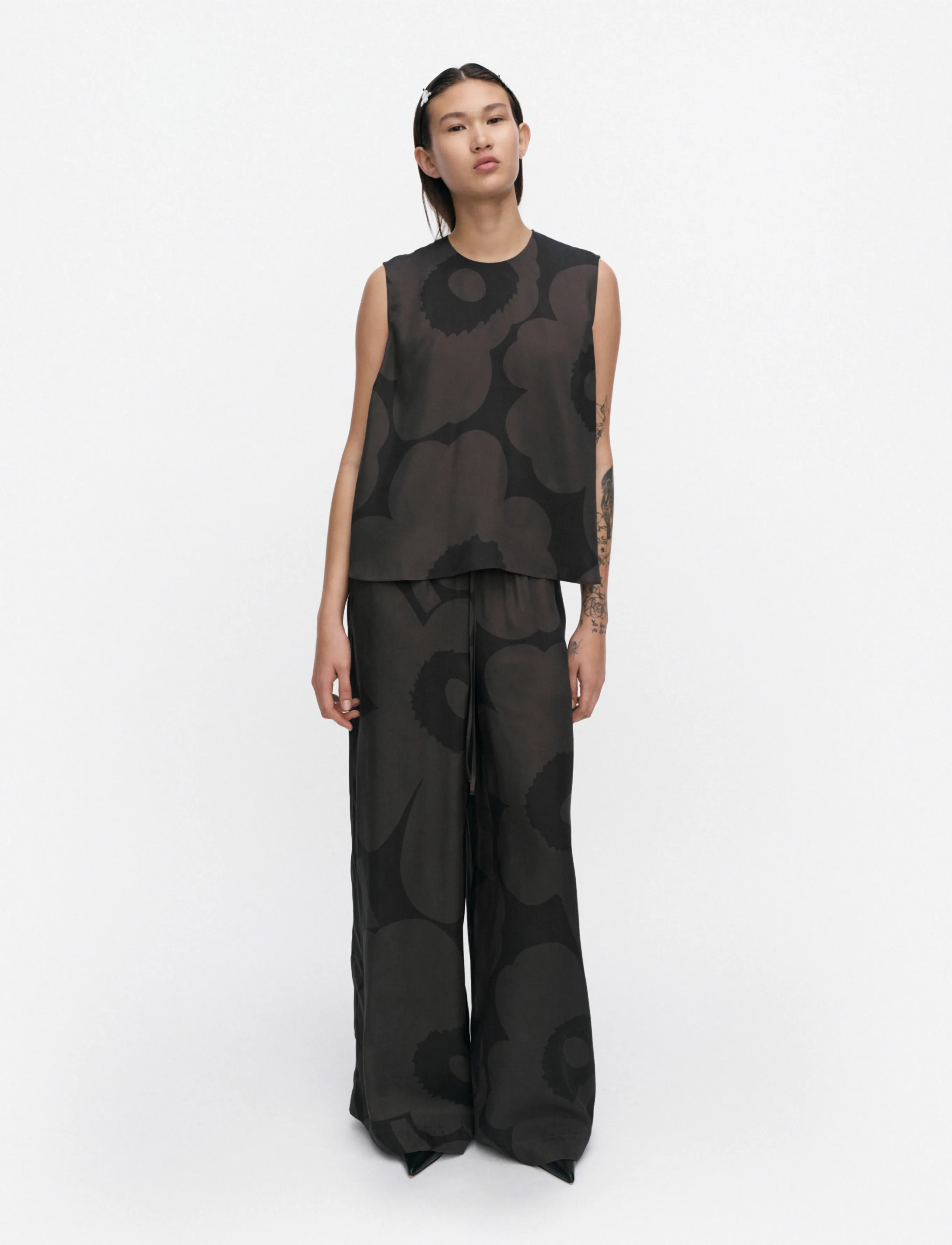 Marimekko SOMMITELMA UNIKKO - Ärmellose Blusen - DARK GREY, BLACK / grey