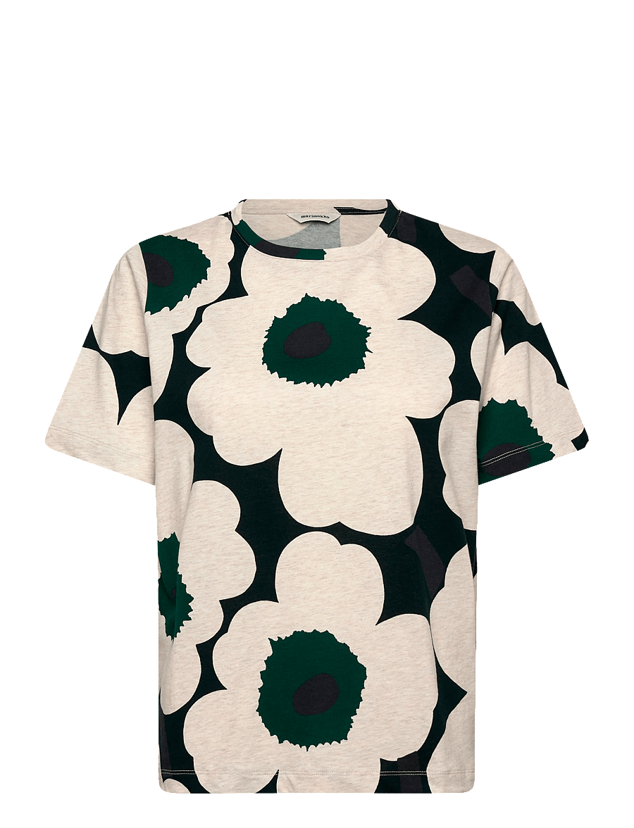 Marimekko - TUNNIT UNIKKO - t-shirts - dark green, beige melange - 0