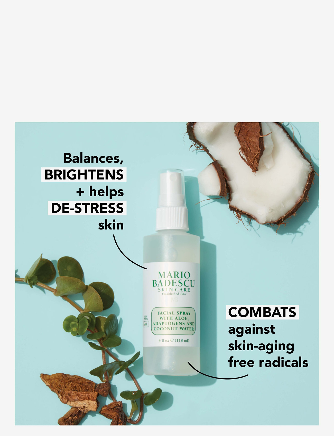 Mario Badescu - FACIAL SPRAY W/ ALOE, ADAPTOGENS & COCONUT WATER - ansiktsmist - clear - 4