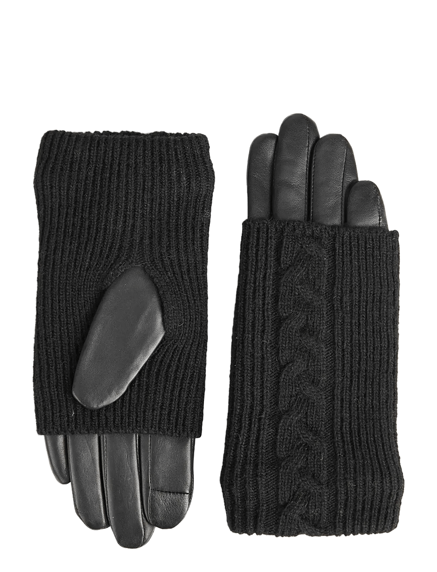 Markberg - HellyMBG Glove, Cable Knit - nahast kindad - black - 0