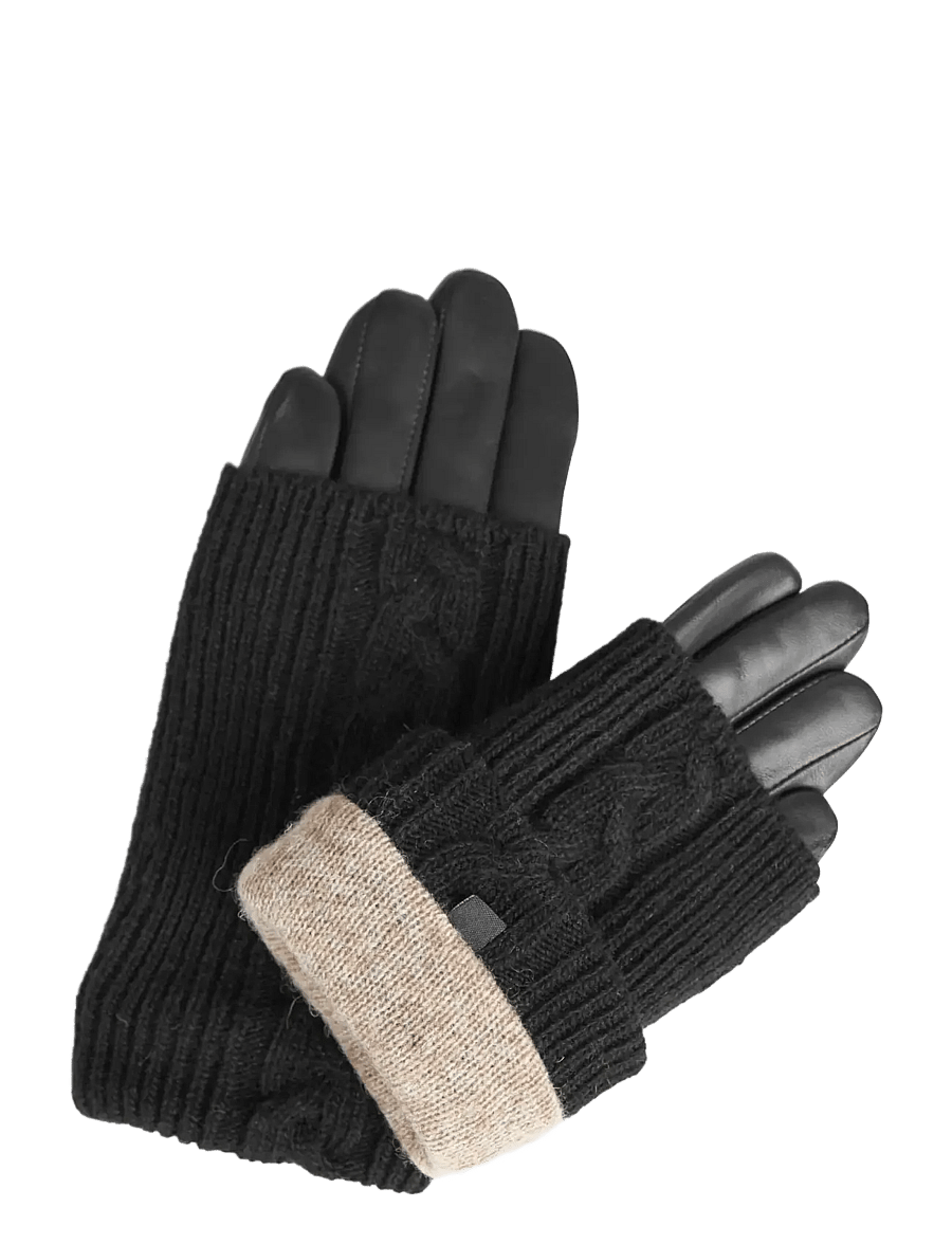 Markberg - HellyMBG Glove, Cable Knit - nahast kindad - black - 1