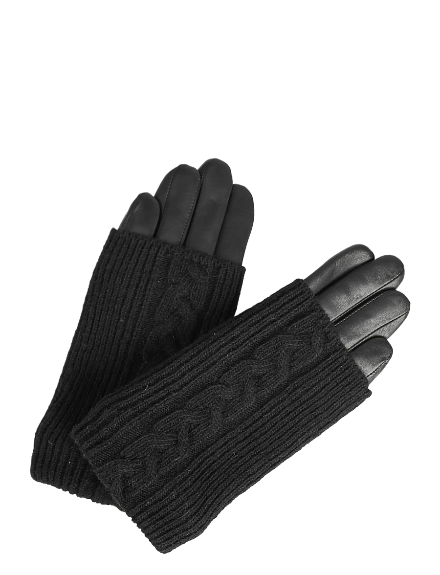 Markberg - HellyMBG Glove, Cable Knit - nahast kindad - black - 2