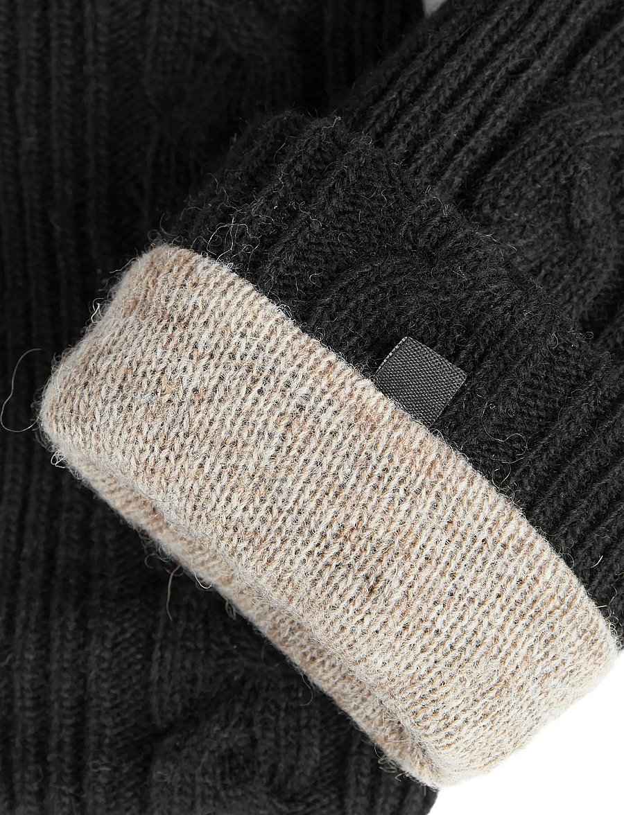 Markberg - HellyMBG Glove, Cable Knit - nahast kindad - black - 3