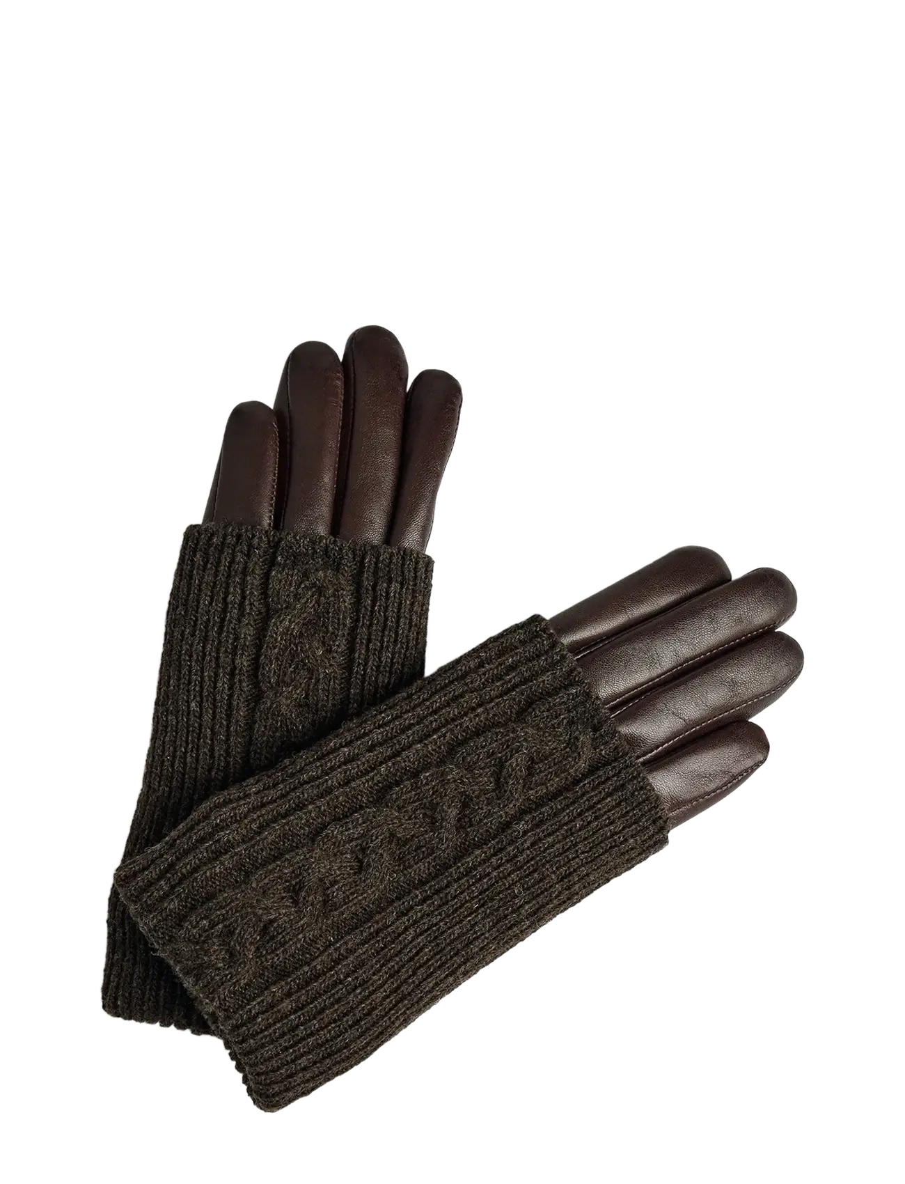 HellyMBG Glove, Cable Knit - DARK BROWN