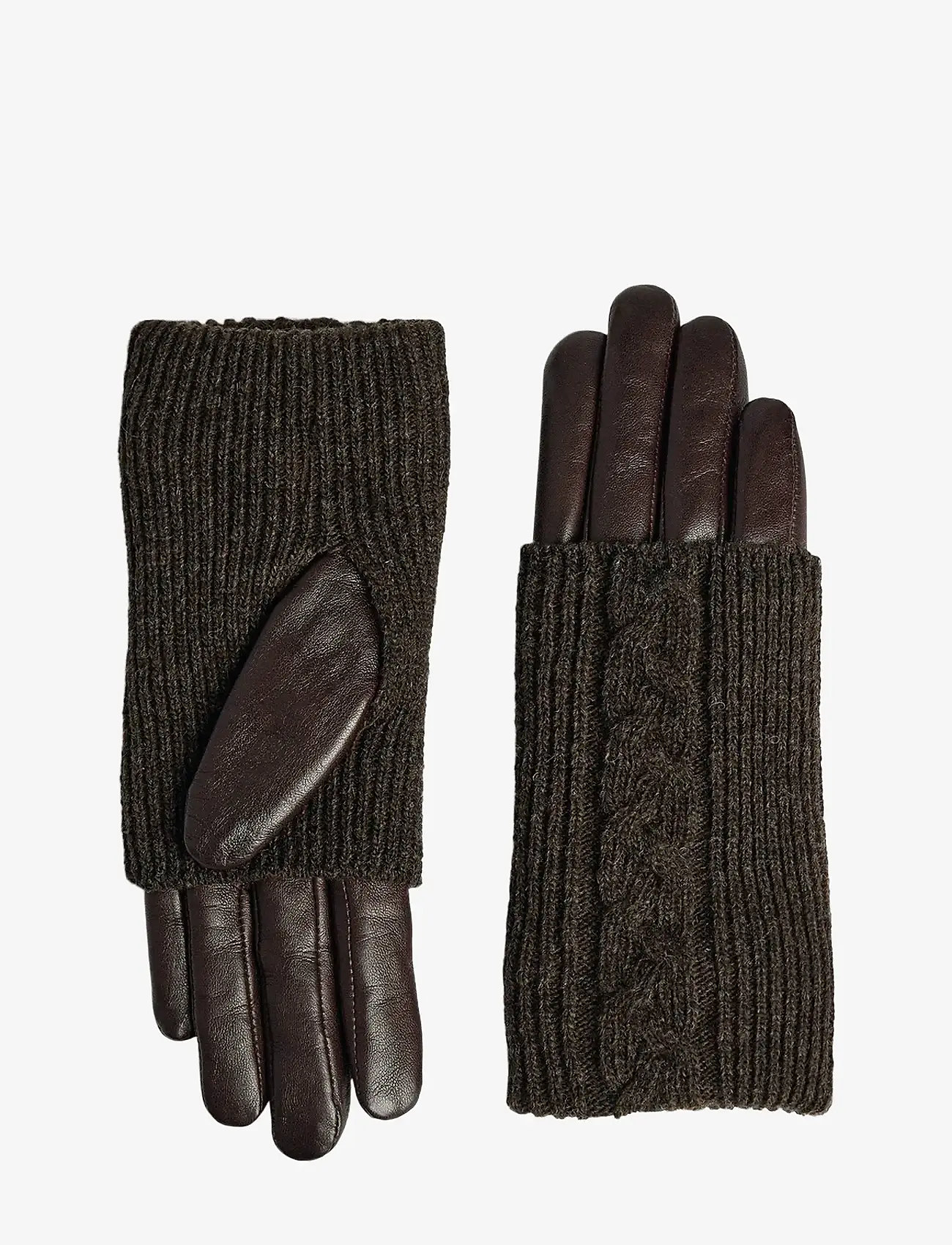 Markberg - HellyMBG Glove, Cable Knit - accessories - dark brown - 1
