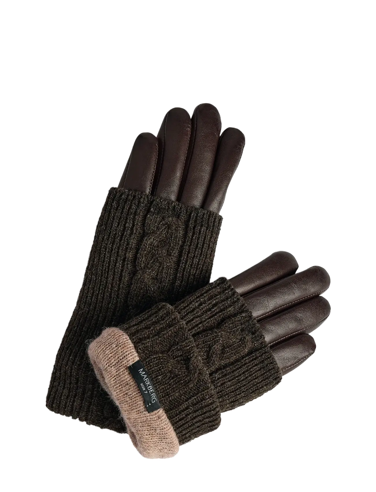Markberg - HellyMBG Glove, Cable Knit - leather gloves - dark brown - 2
