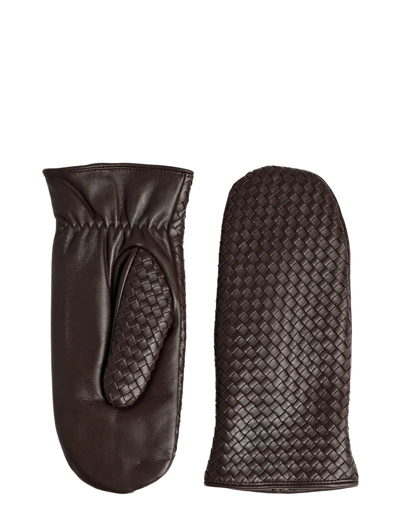 Markberg - EmbaMBG Mitten, Weave - accessories - dark brown - 1
