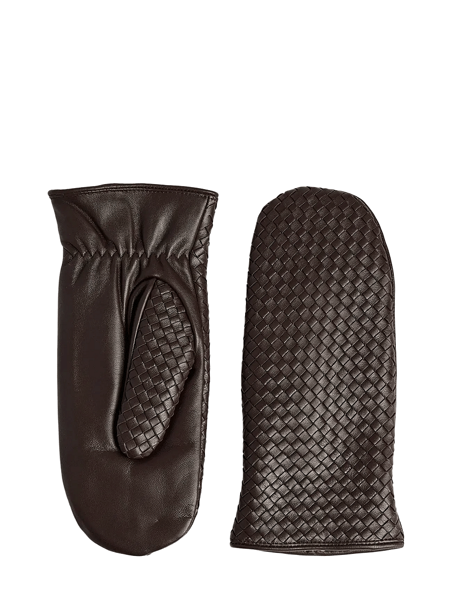 Markberg - EmbaMBG Mitten, Weave - labakindad - dark brown - 1
