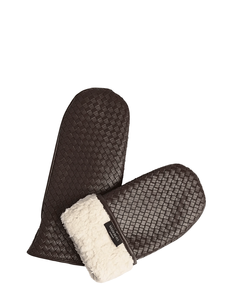 Markberg - EmbaMBG Mitten, Weave - labakindad - dark brown - 2