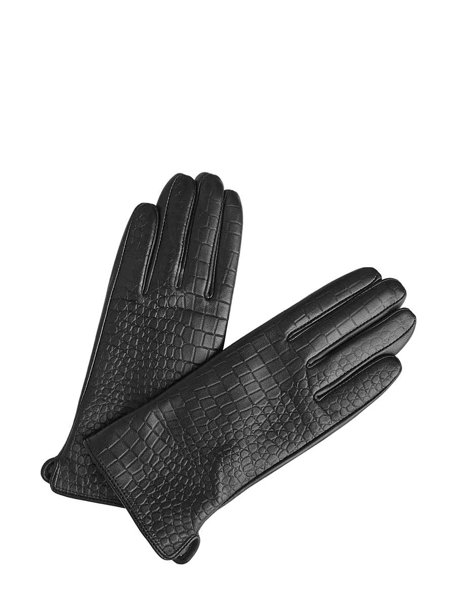 Markberg - NilaMBG Glove, Croco - lederhandschuhe - black - 0