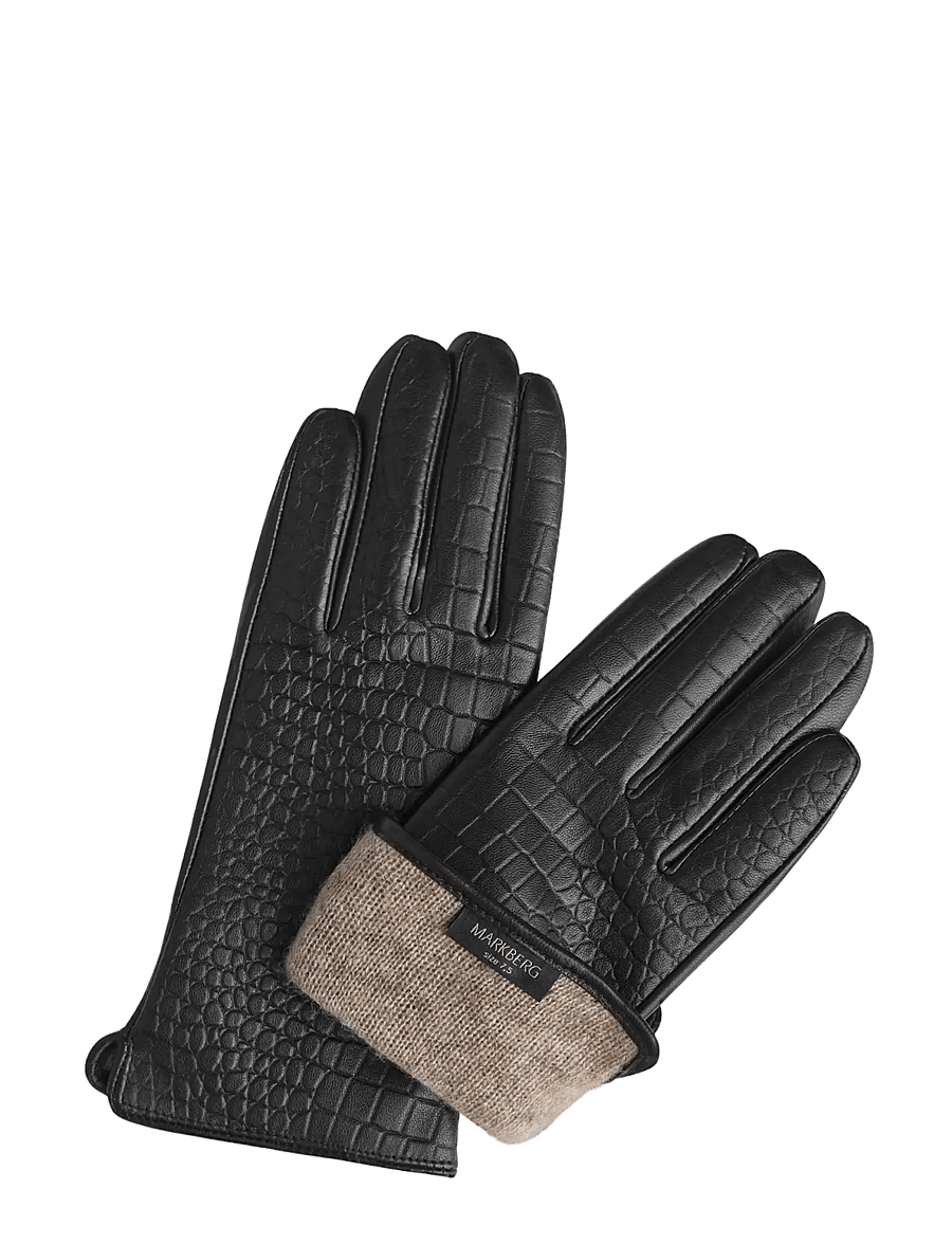Markberg - NilaMBG Glove, Croco - lederhandschuhe - black - 2