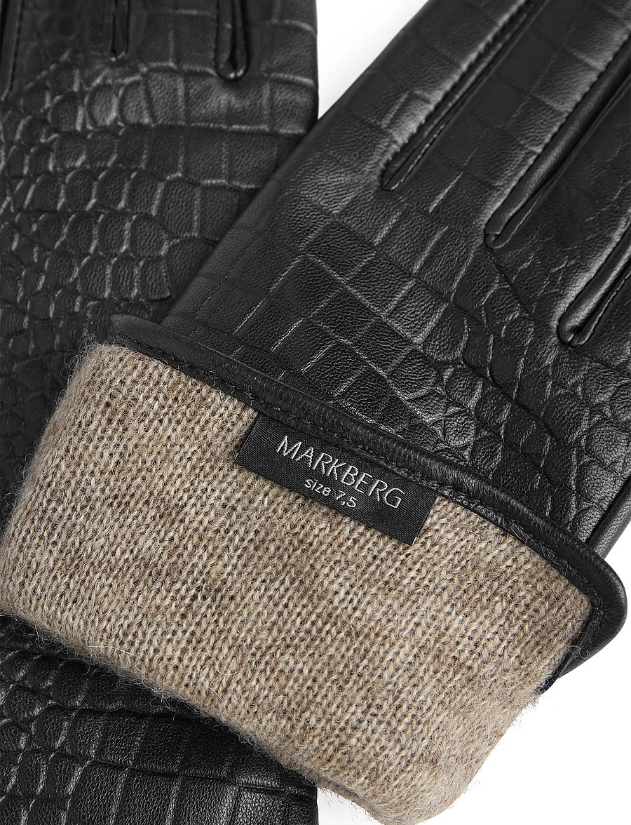 Markberg - NilaMBG Glove, Croco - lederhandschuhe - black - 3