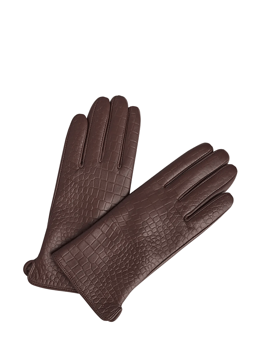 Markberg - NilaMBG Glove, Croco - lederhandschuhe - chocolate brown - 0