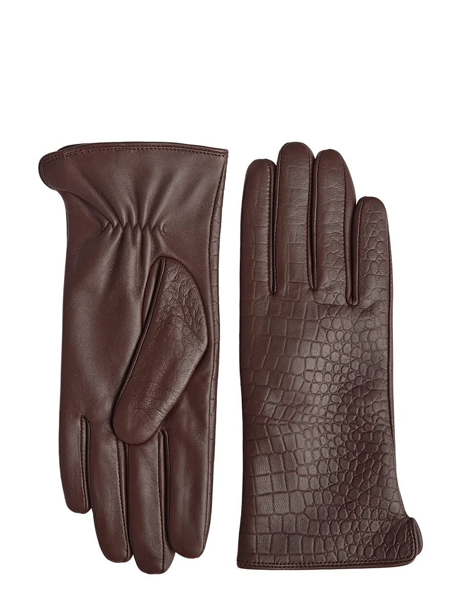 Markberg - NilaMBG Glove, Croco - lederhandschuhe - chocolate brown - 1