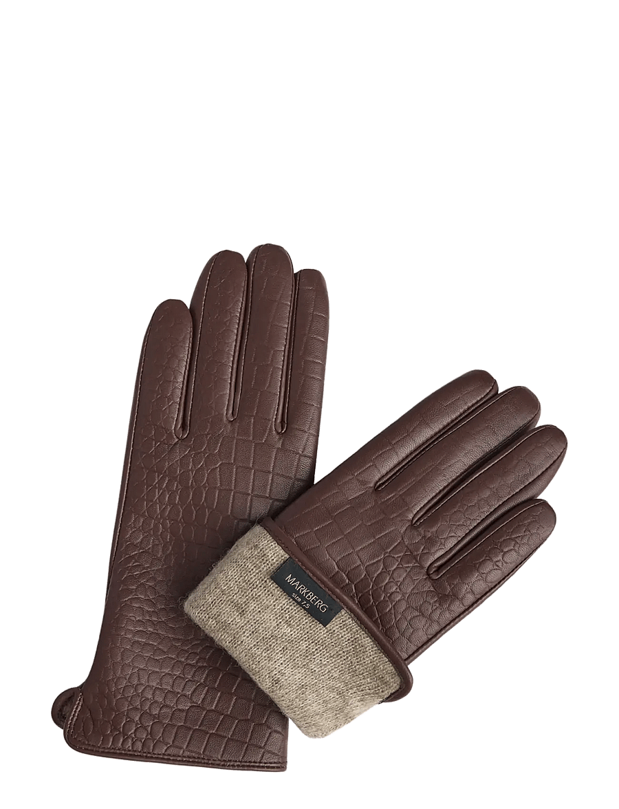 Markberg - NilaMBG Glove, Croco - lederhandschuhe - chocolate brown - 2