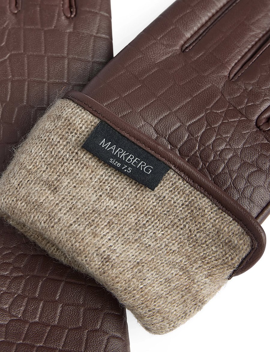 Markberg - NilaMBG Glove, Croco - lederhandschuhe - chocolate brown - 3
