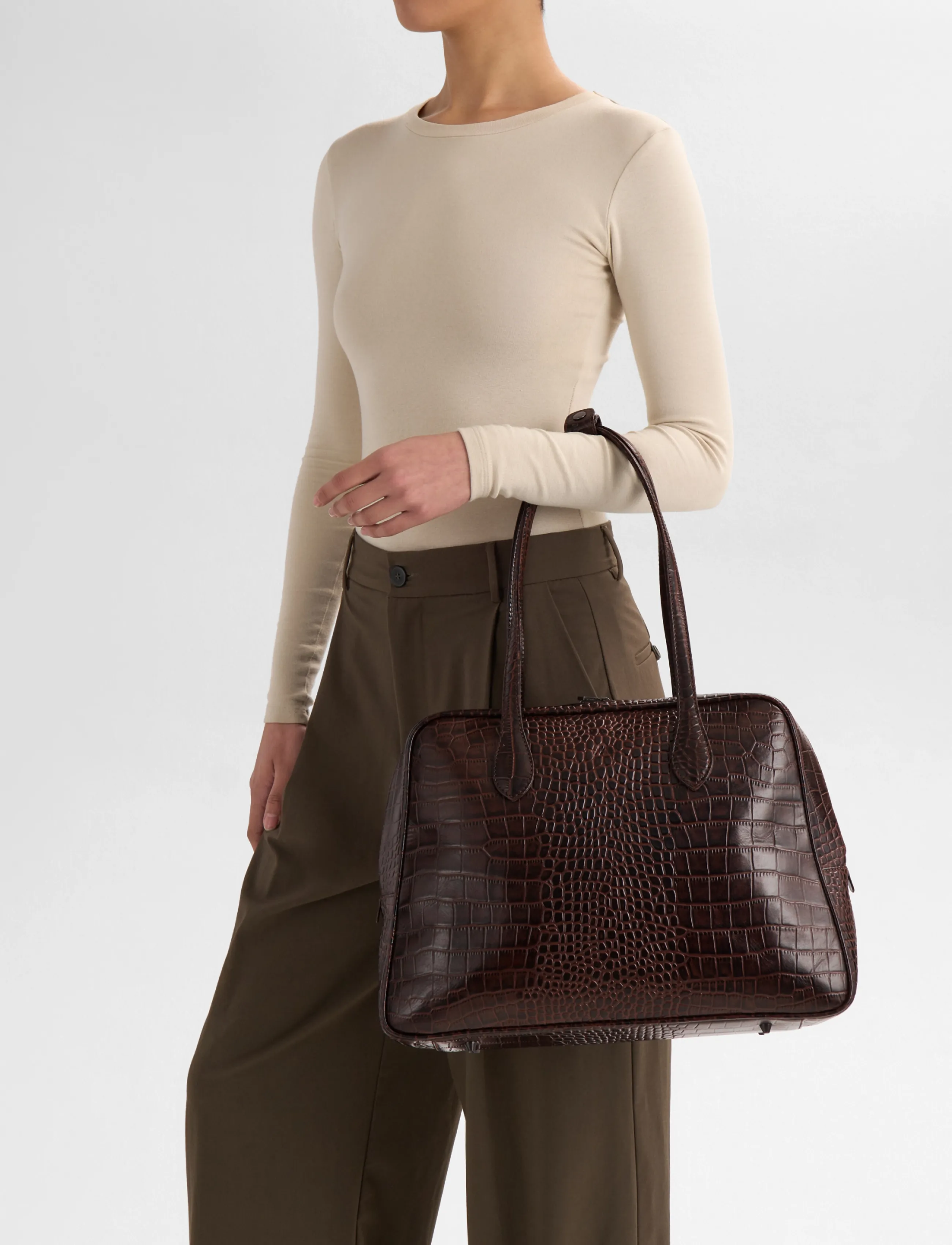 Markberg Elarambg Work Bag, Croco, Kvinder, Kroko Arbejdstaske, Brun, Str: ONE SIZE