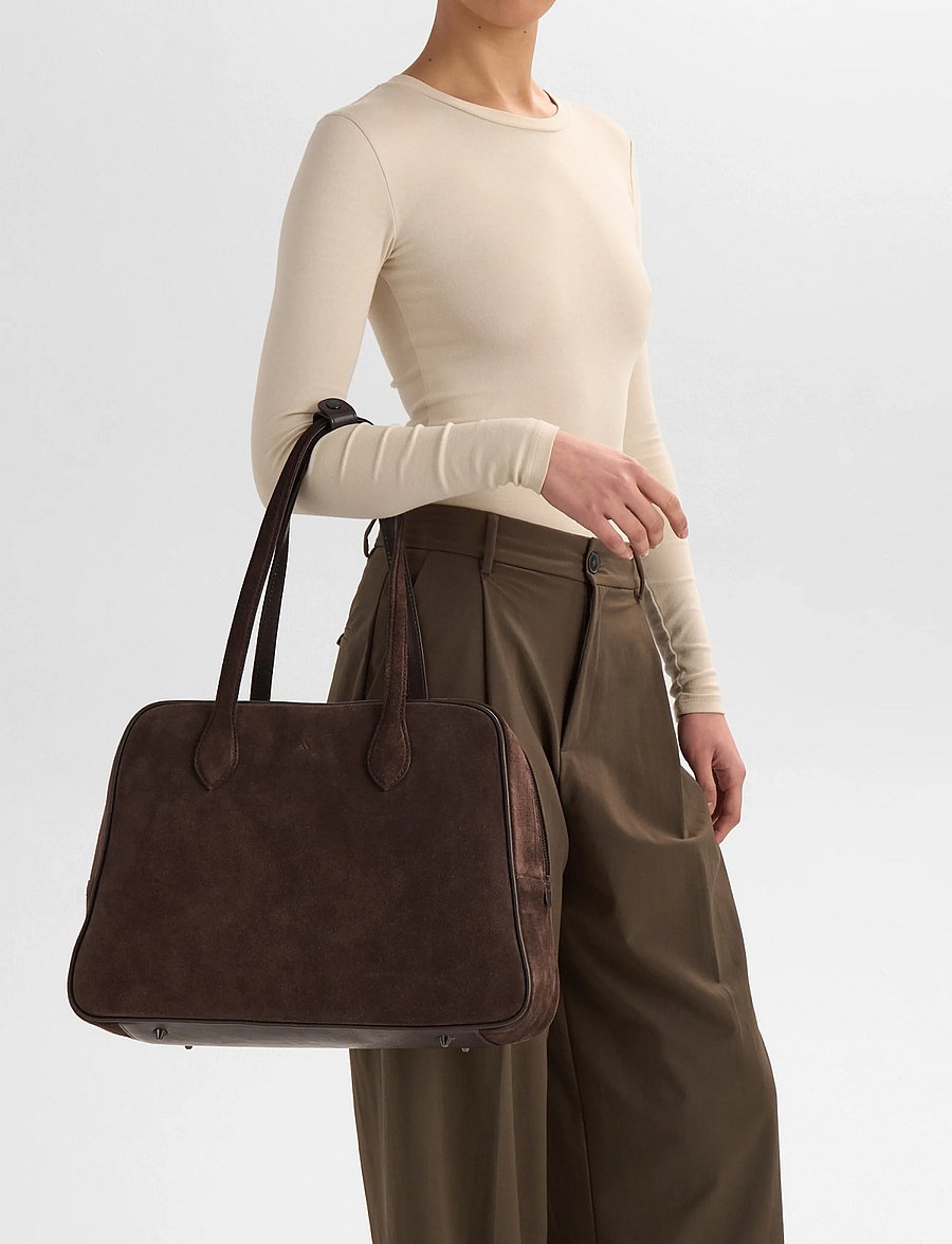 Markberg - ElaraMBG Work Bag, Suede - kandekotid - dark brown - 0