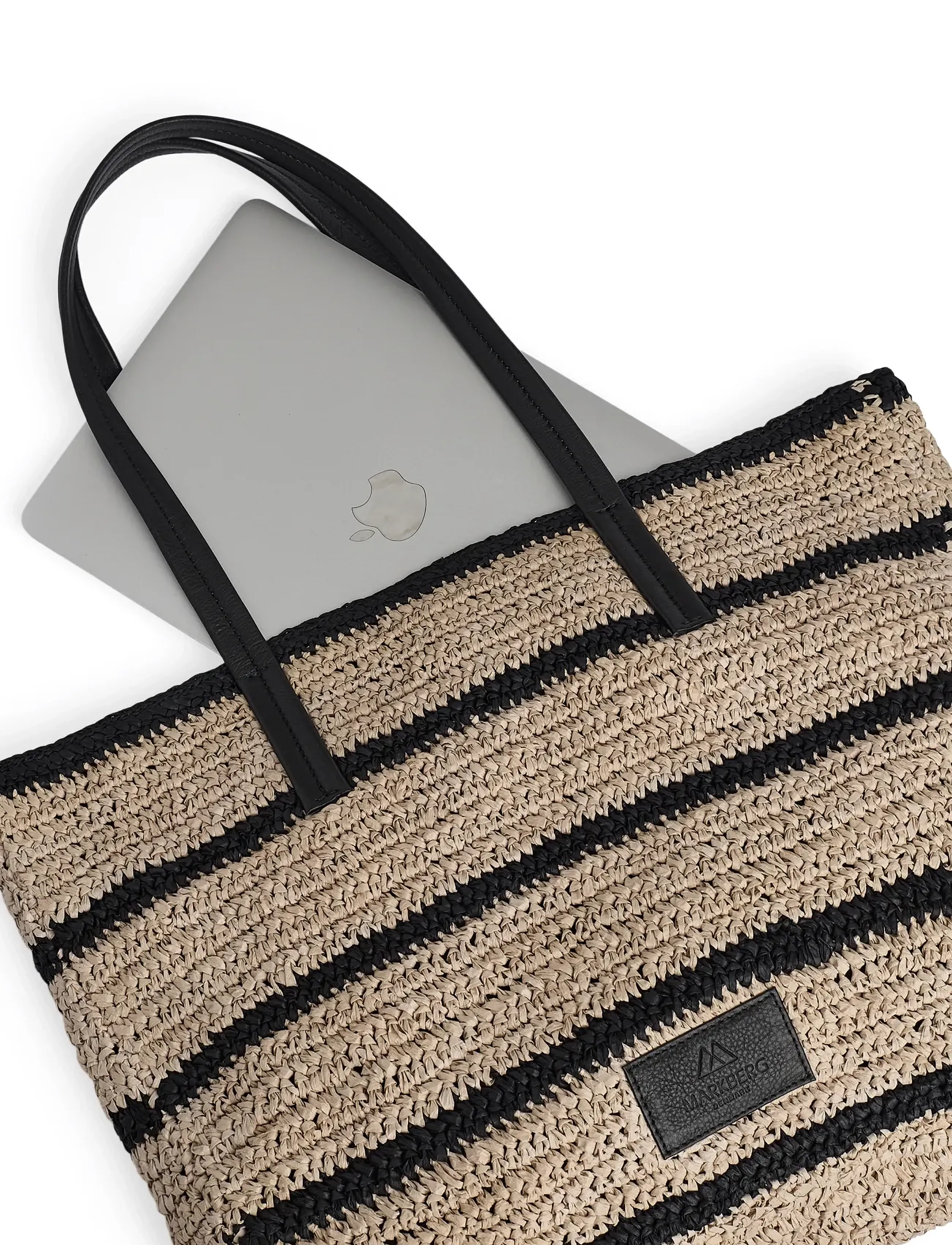 Markberg - AvaniMBG Shopper, Raffia - shoppingväskor - natural/black mix w/black - 5