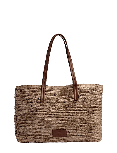 Markberg AvaniMBG Shopper, Raffia - Shoppers & Tote Bags - NATURAL W/COGNAC / beige