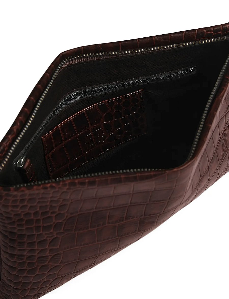 Markberg - IlaMBG Clutch, Croco - kuvertväskor - espresso brown - 2