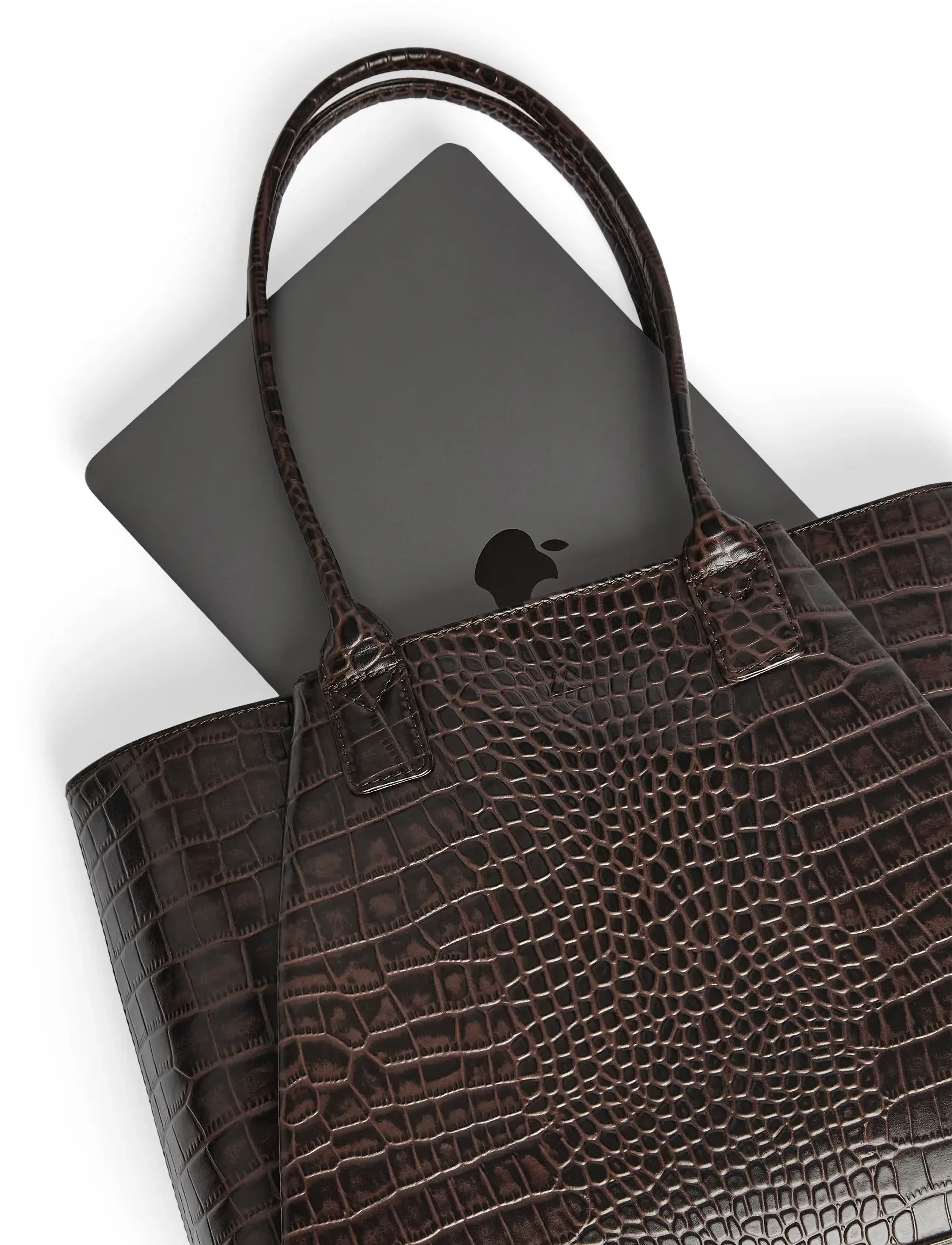 Markberg - SayaMBG Work Bag, Croco - tote bags - espresso brown - 5