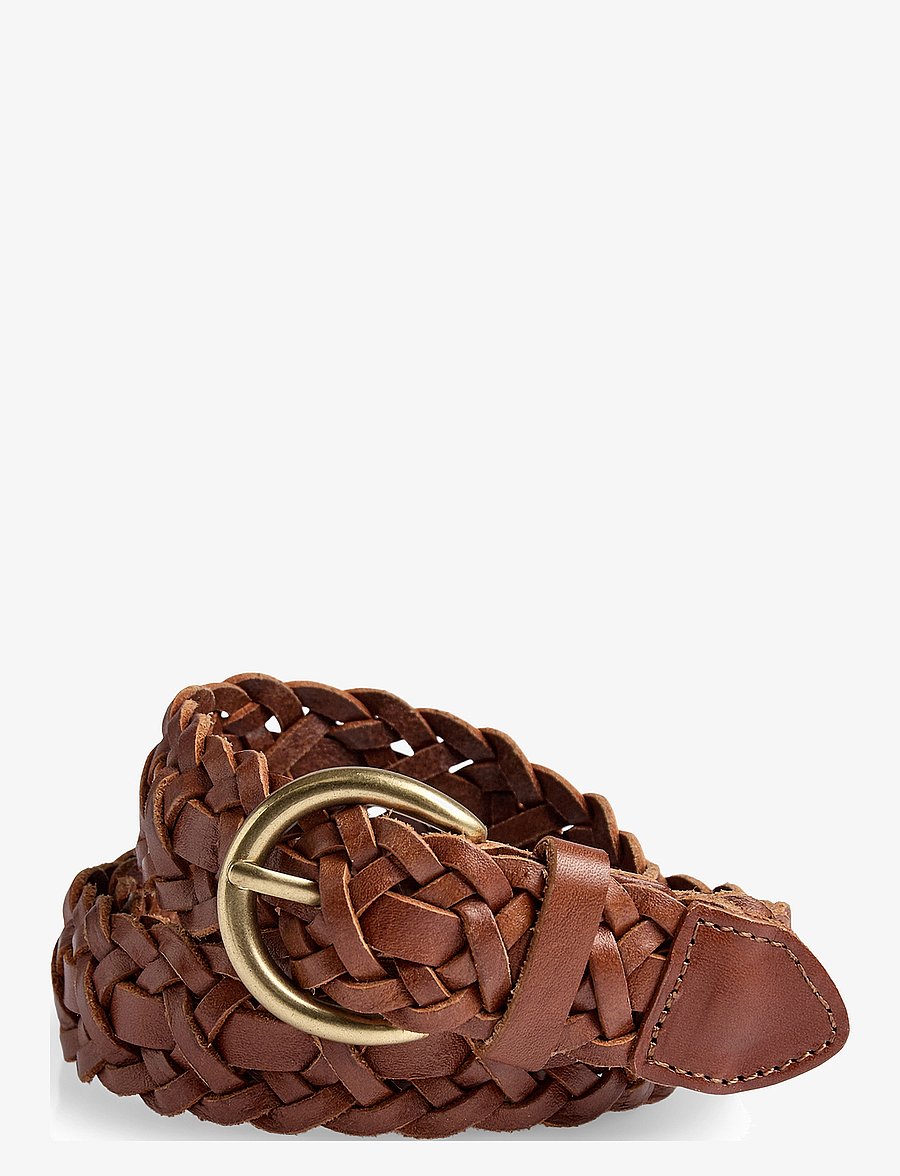 Markberg - HarlynMBG Braided Belt - læderbælter - cognac w/br. gold - 0