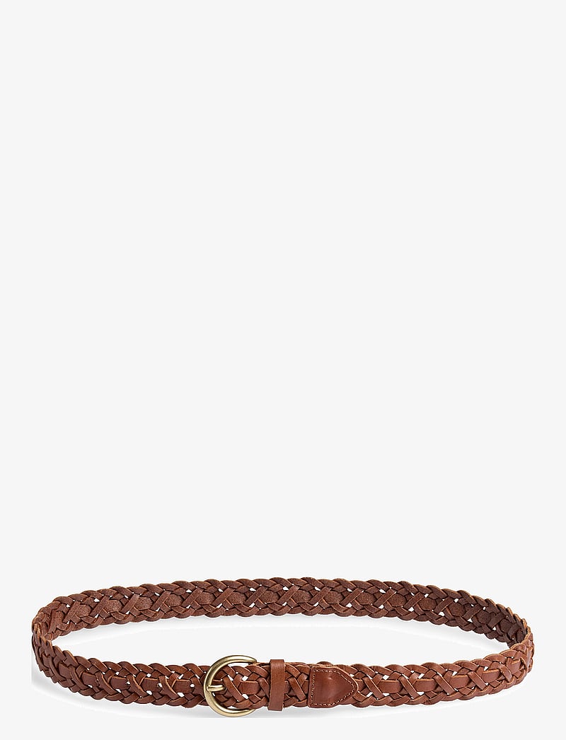 Markberg - HarlynMBG Braided Belt - flätade skärp - cognac w/br. gold - 1