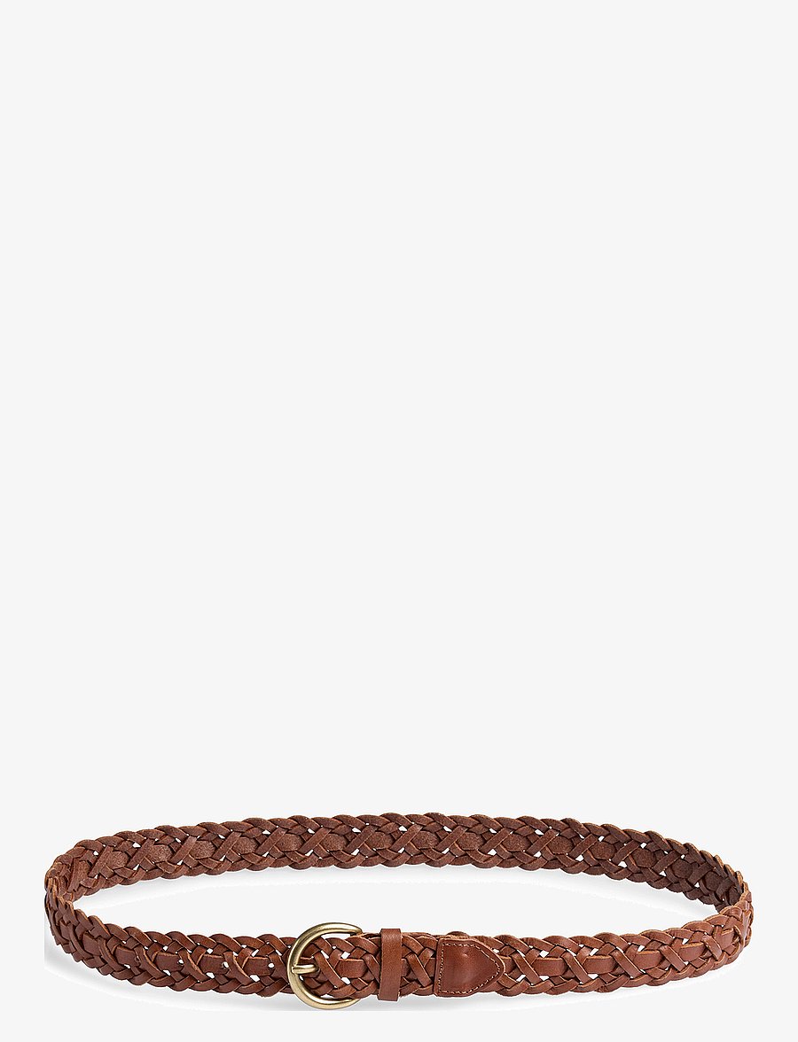 Markberg - HarlynMBG Braided Belt - læderbælter - cognac w/br. gold - 1